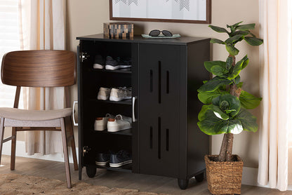 Baxton Studio Renley Modern and Contemporary Espresso Brown Finished Wood 2-Door Shoe Storage Cabinet