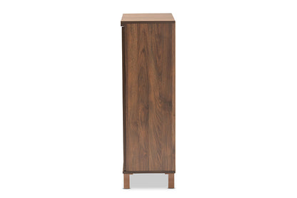 Baxton Studio Talon Modern and Contemporary Two-Tone Walnut Brown and Dark Grey Finished Wood 2-Door Shoe Storage Cabinet