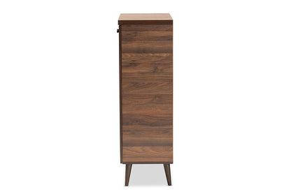 Baxton Studio Salma Modern and Contemporary Walnut Brown Finished Wood 2-Door Shoe Storage Cabinet