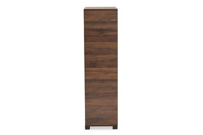 Baxton Studio Raina Modern and Contemporary Two-Tone Walnut Brown and Black Finished Wood 2-Door Shoe Storage Cabinet