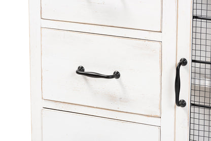 Baxton Studio Faron Classic and Traditional Farmhouse Two-Tone Distressed White and Oak Brown Finished Wood 3-Drawer Storage Cabinet