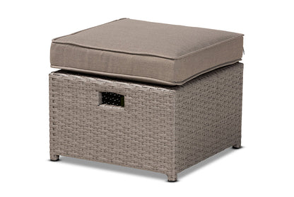 Baxton Studio Haina Modern and Contemporary Grey Fabric Upholstered and Grey Finished Synthetic Rattan 6-Piece Patio Set