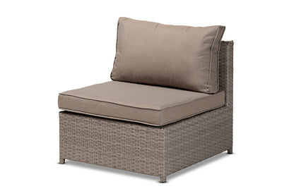 Baxton Studio Haina Modern and Contemporary Grey Fabric Upholstered and Grey Finished Synthetic Rattan 6-Piece Patio Set