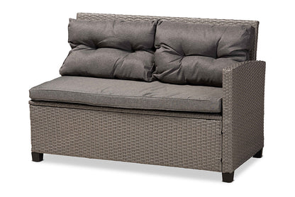 Baxton Studio Darian Modern and Contemporary Grey Fabric Upholstered and Grey Synthetic Rattan 4-Piece Patio Set