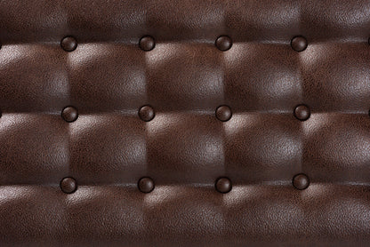 Baxton Studio Walsh Mid-Century Modern Dark Brown Leather-Effect Polyester Fabric Upholstered and Walnut Brown Finished Wood Dining Bench
