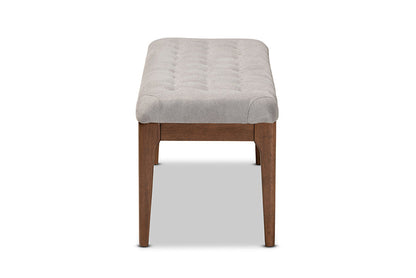 Baxton Studio Walsh Mid-Century Modern Grey Fabric Upholstered and Walnut Brown Finished Wood Dining Bench