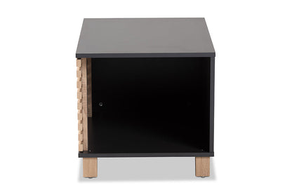 Baxton Studio Eckhart Modern and Contemporary Two-Tone Dark Grey and Oak Finished Wood Cat Litter Box Cover House