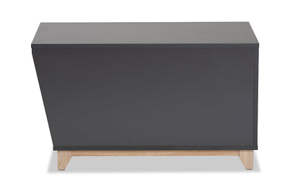 Baxton Studio Eckhart Modern and Contemporary Two-Tone Dark Grey and Oak Finished Wood Cat Litter Box Cover House