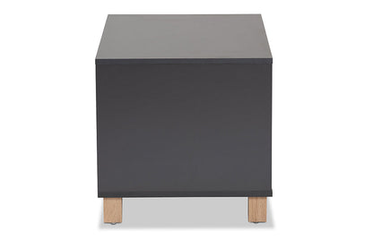 Baxton Studio Eckhart Modern and Contemporary Two-Tone Dark Grey and Oak Finished Wood Cat Litter Box Cover House