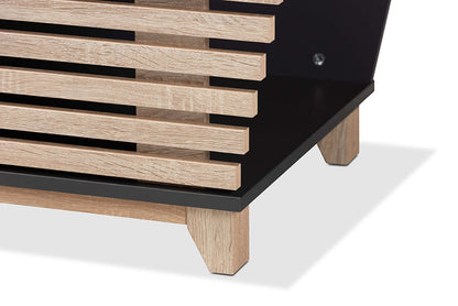 Baxton Studio Eckhart Modern and Contemporary Two-Tone Dark Grey and Oak Finished Wood Cat Litter Box Cover House