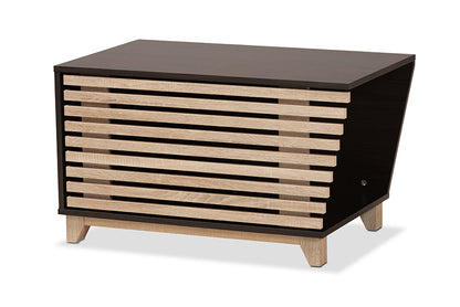 Baxton Studio Eckhart Modern and Contemporary Two-Tone Dark Brown and Oak Finished Wood Cat Litter Box Cover House