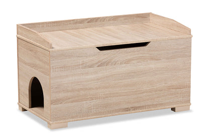 Baxton Studio Mariam Modern and Contemporary Oak Finished Wood Cat Litter Box Cover House
