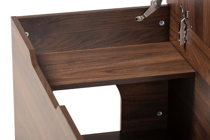 Baxton Studio Mariam Modern and Contemporary Walnut Brown Finished Wood Cat Litter Box Cover House
