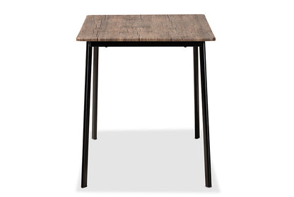 Baxton Studio Calder Mid-Century Modern Walnut Brown Finished Wood and Black Metal Dining Table