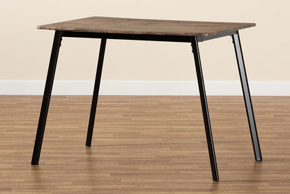 Baxton Studio Calder Mid-Century Modern Walnut Brown Finished Wood and Black Metal Dining Table