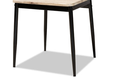 Baxton Studio Honore Mid-Century Modern Light Brown Finished Wood and Black Metal 4-Piece Dining Chair Set