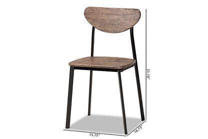 Baxton Studio Ornette Mid-Century Modern Walnut Brown Finished Wood and Black Metal 4-Piece Dining Chair Set