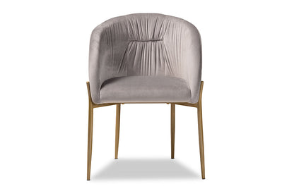 Baxton Studio Ballard Modern Luxe and Glam Grey Velvet Fabric Upholstered and Gold Finished Metal Dining Chair