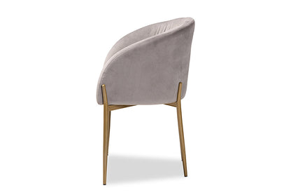 Baxton Studio Ballard Modern Luxe and Glam Grey Velvet Fabric Upholstered and Gold Finished Metal Dining Chair