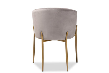 Baxton Studio Ballard Modern Luxe and Glam Grey Velvet Fabric Upholstered and Gold Finished Metal Dining Chair