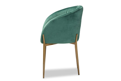 Baxton Studio Ballard Modern Luxe and Glam Green Velvet Fabric Upholstered and Gold Finished Metal Dining Chair