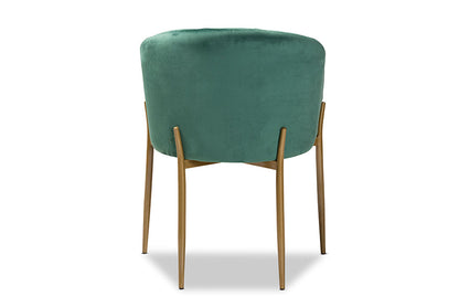 Baxton Studio Ballard Modern Luxe and Glam Green Velvet Fabric Upholstered and Gold Finished Metal Dining Chair