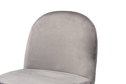 Baxton Studio Fantine Modern Luxe and Glam Grey Velvet Fabric Upholstered and Gold Finished Metal 2-Piece Dining Chair Set