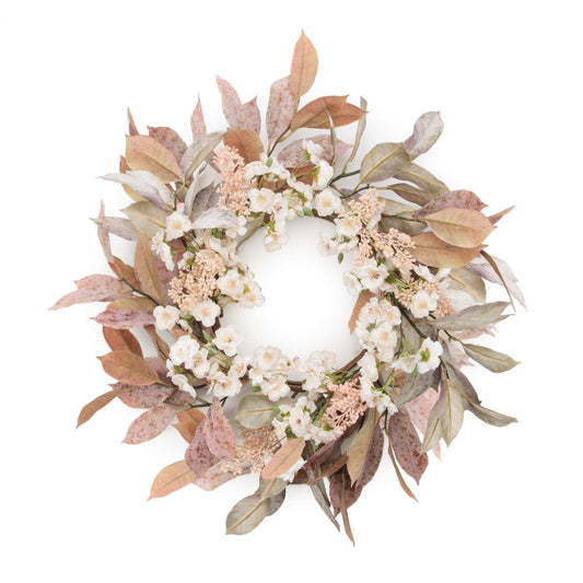 Harvest Foliage and Blossom Wreath 24"D