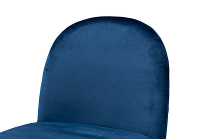 Baxton Studio Fantine Modern Luxe and Glam Navy Blue Velvet Fabric Upholstered and Gold Finished Metal 2-Piece Dining Chair Set