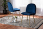 Baxton Studio Fantine Modern Luxe and Glam Navy Blue Velvet Fabric Upholstered and Gold Finished Metal 2-Piece Dining Chair Set