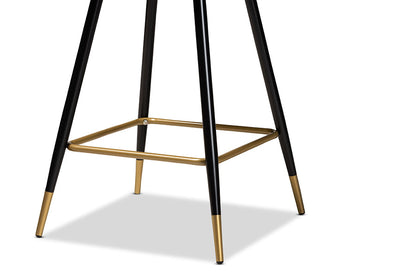 Baxton Studio Preston Modern Luxe and Glam Navy Blue Velvet Fabric Upholstered and Two-Tone Black and Gold Finished Metal 2-Piece Bar Stool Set