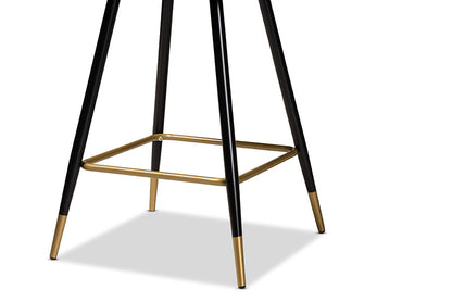 Baxton Studio Preston Modern Luxe and Glam Green Velvet Fabric Upholstered and Two-Tone Black and Gold Finished Metal 2-Piece Bar Stool Set