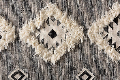 Baxton Studio Avia Modern and Contemporary Black and Ivory Handwoven Wool Area Rug