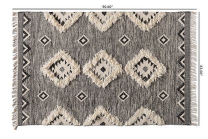 Baxton Studio Avia Modern and Contemporary Black and Ivory Handwoven Wool Area Rug