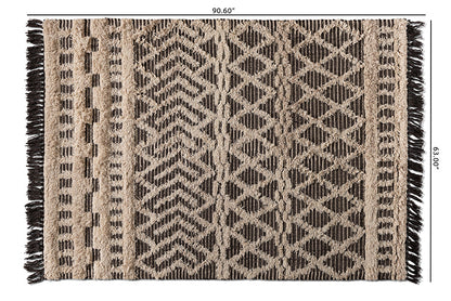 Baxton Studio Heino Modern and Contemporary Ivory and Charcoal Handwoven Wool Area Rug