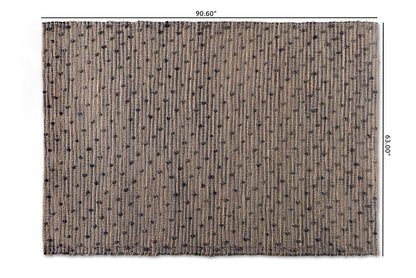 Baxton Studio Berries Modern and Contemporary Natural Brown and Blue Handwoven Jute Blend Area Rug