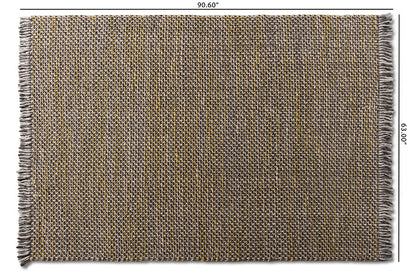 Baxton Studio Nurten Modern and Contemporary Yellow and Grey Handwoven Hemp Blend Area Rug