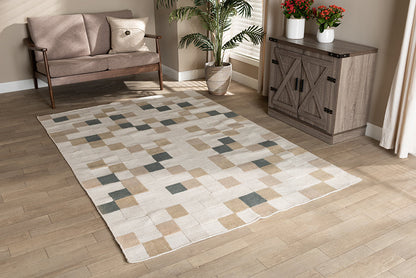 Baxton Studio Barbon Modern and Contemporary Ivory and Grey Handwoven PET Yarn Indoor and Outdoor Area Rug