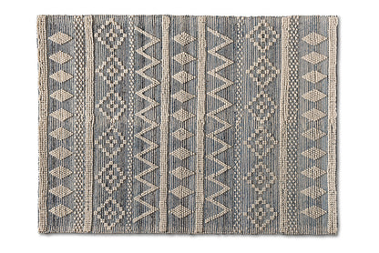 Baxton Studio Callum Modern and Contemporary Ivory and Blue Handwoven Wool Blend Area Rug