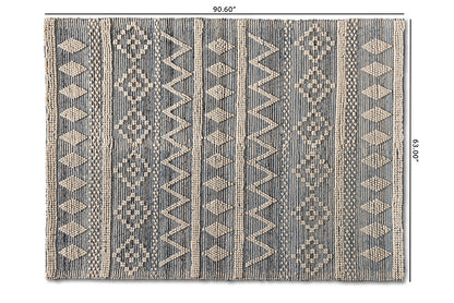 Baxton Studio Callum Modern and Contemporary Ivory and Blue Handwoven Wool Blend Area Rug