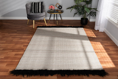 Baxton Studio Dalston Modern and Contemporary Beige and Black Handwoven Wool Blend Area Rug