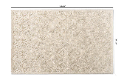 Baxton Studio Meltem Modern and Contemporary Ivory Handwoven Wool Area Rug
