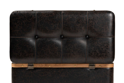 Baxton Studio Gendry Modern Rustic Transitional Dark Brown Faux Leather Upholstered and Oak Brown Finished Wood Large Storage Ottoman