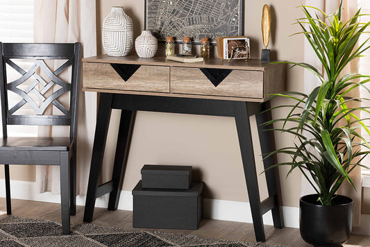 Baxton Studio Wales Modern and Contemporary Light Brown Finished Wood 2-Drawer Console Table