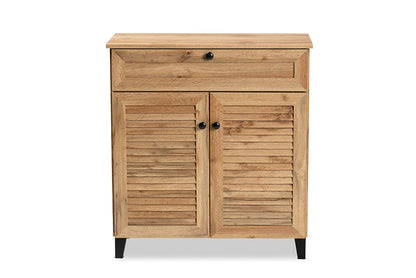 Baxton Studio Coolidge Modern and Contemporary Oak Brown Finished Wood 1-Drawer Shoe Storage Cabinet