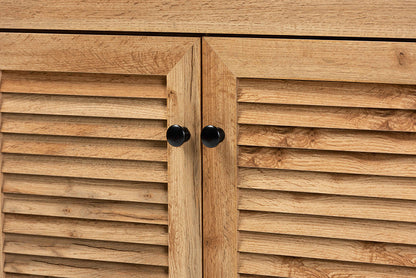 Baxton Studio Coolidge Modern and Contemporary Oak Brown Finished Wood 1-Drawer Shoe Storage Cabinet