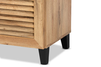 Baxton Studio Coolidge Modern and Contemporary Oak Brown Finished Wood 1-Drawer Shoe Storage Cabinet
