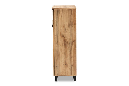 Baxton Studio Coolidge Modern and Contemporary Oak Brown Finished Wood 5-Shelf Shoe Storage Cabinet