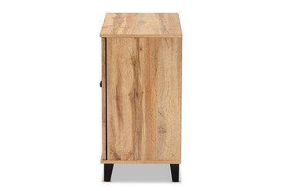 Baxton Studio Glidden Modern and Contemporary Oak Brown Finished Wood 2-Door Shoe Storage Cabinet