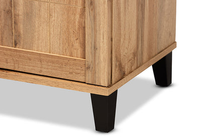 Baxton Studio Glidden Modern and Contemporary Oak Brown Finished Wood 2-Door Shoe Storage Cabinet